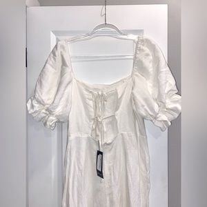 White Linen Tie Back Jumpsuit Size US 10 Nasty Gal